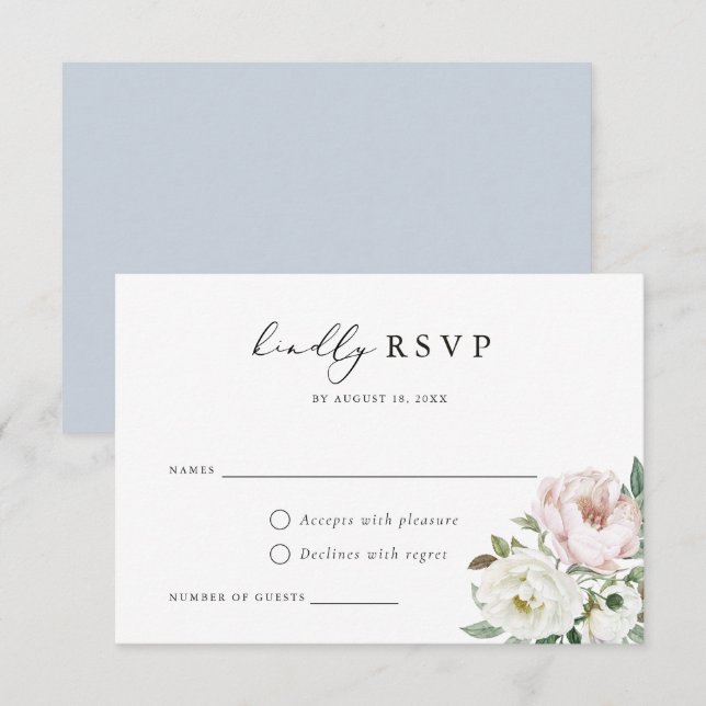  kort för blommigt White Peony Bröllop OSA Card (Fram/baksida)