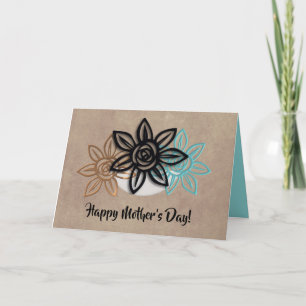 Kort för Blommigten Mors dag för Cheery Aqua/Neutr