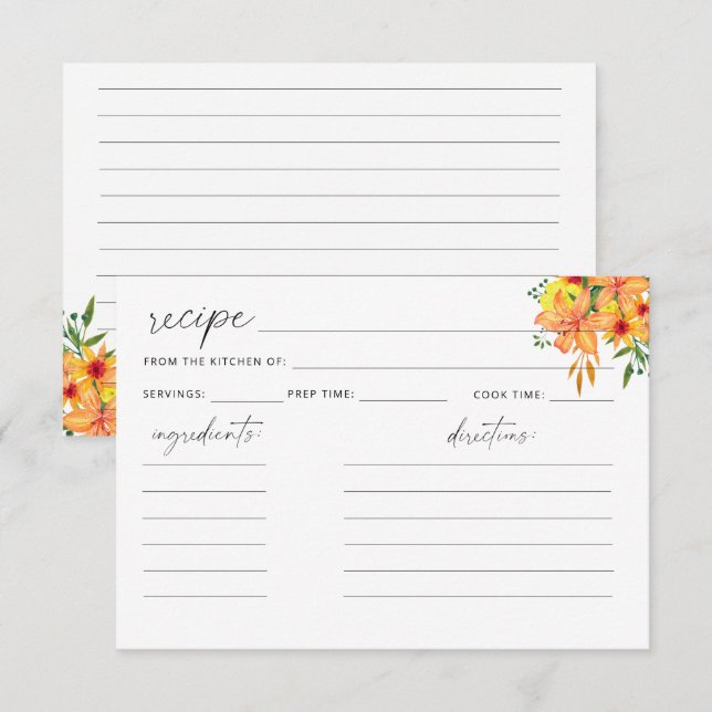 Kort för blommigtens recept (Fram/baksida)