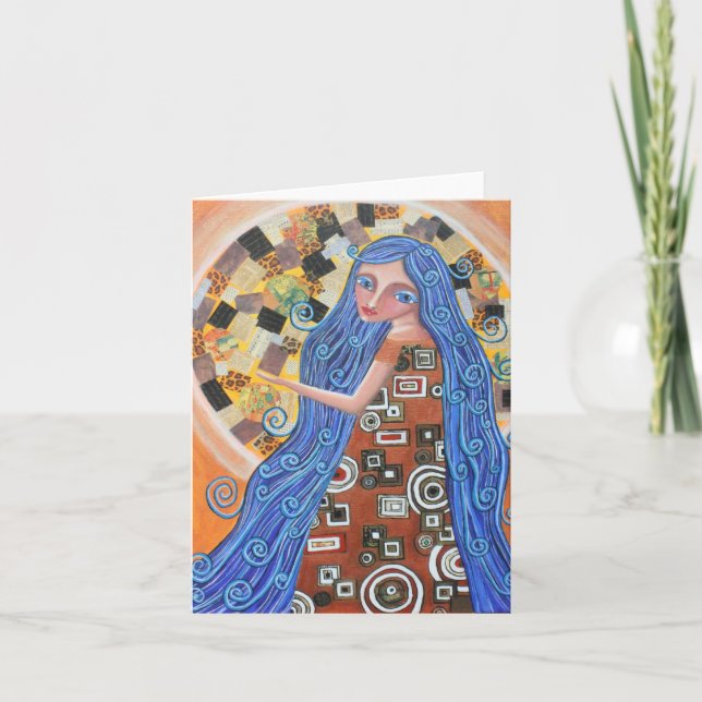 Kort för blond gudinna för blåbär tomt (Framsida)