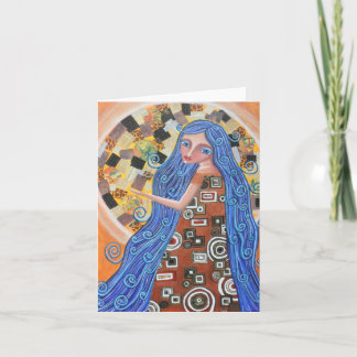 Kort för blond gudinna för blåbär tomt