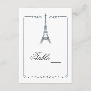 Kort för bord för Eiffel torn elegantt