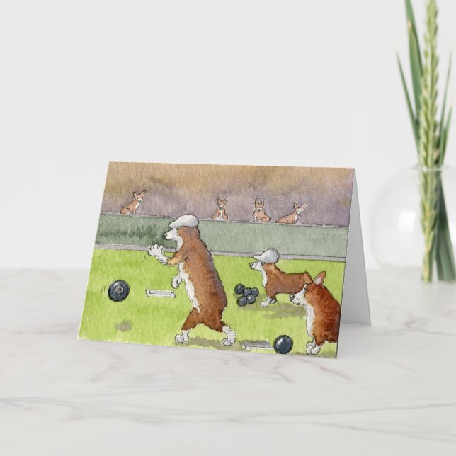 Kort för bowlingCorgisfödelsedag (Framsida)