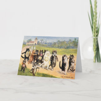 Kort för bröllop för vintagekattbröllopsdag