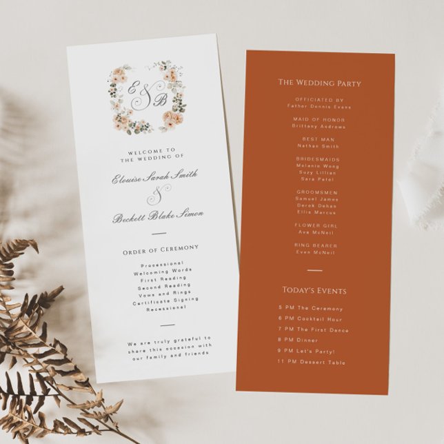 Kort för Bruten Orange Blommigt Garden Wedding Pro (Skapare uppladdad)