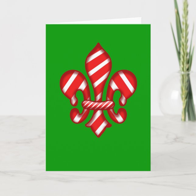 Kort för candy canehelgdagFleur de lis hälsning (Framsida)