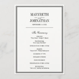 Kort för Ceremony-program för enkla och Elegant br