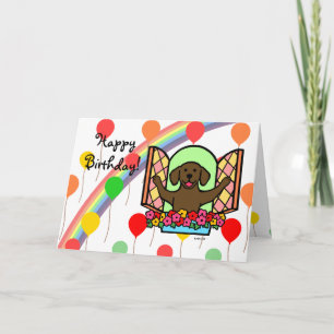 Kort för chokladLabrador födelsedag (fönstret)