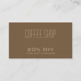 Kort för coffee shoprabattkupong