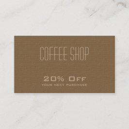 Kort för coffee shoprabattkupong