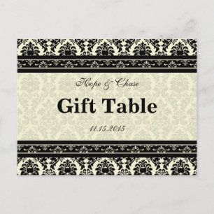 Kort för Cream & Black Damask Gift Bord