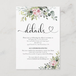 Kort för djurutrymme i Greenery Rosa ros Bröllop