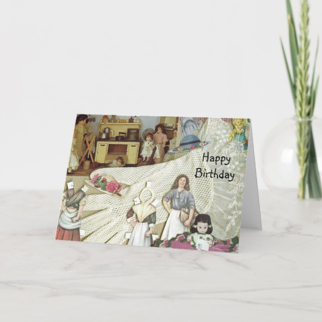 Kort för dockasamlarefödelsedag (Framsida)