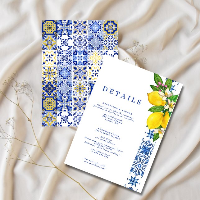 Kort för elegant Lemon & Blue Mediterranean-hölje (Skapare uppladdad)