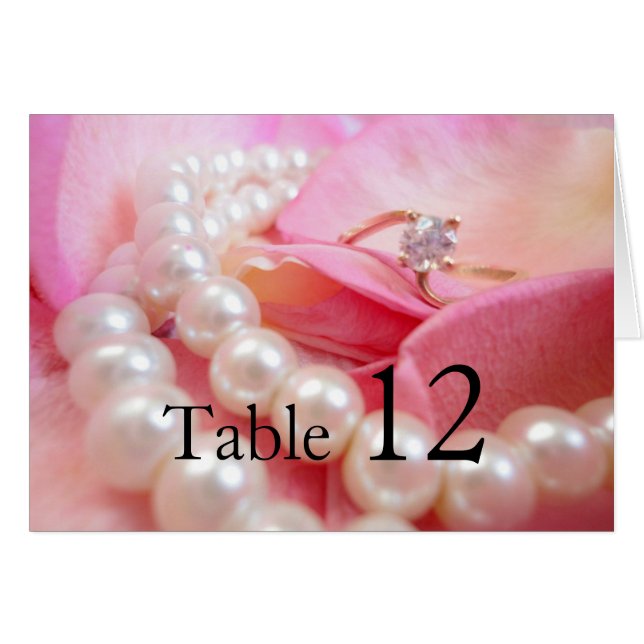 Kort för Elegant Pearls Bröllop Ring Bord (Framsidan Horizontal)