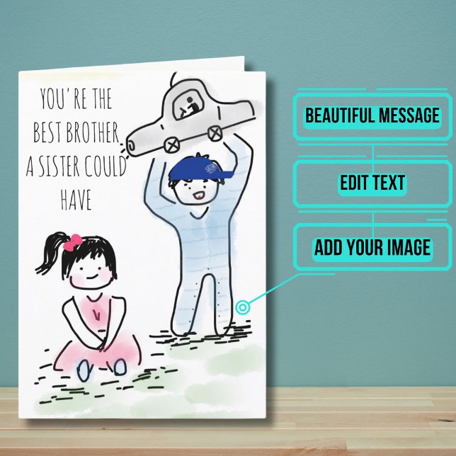 Kort för en bror från en syster (This cool card is specifically for that special brother in your life.)