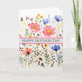 Kort för enkel cute Wildblomma, mappat gratulation