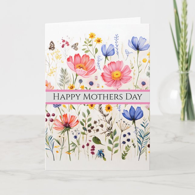 Kort för enkel cute Wildblomma, mappat gratulation (Framsida)