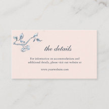 Kort för enkel information om blå och vit bröllop