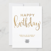 Kort för enkel Logotyp Faux Guld Glitter Grattis p