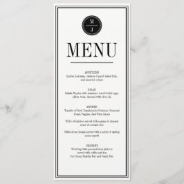Kort för enkel meny och Elegant bröllop
