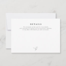 kort för enkel svartvit bröllop-information