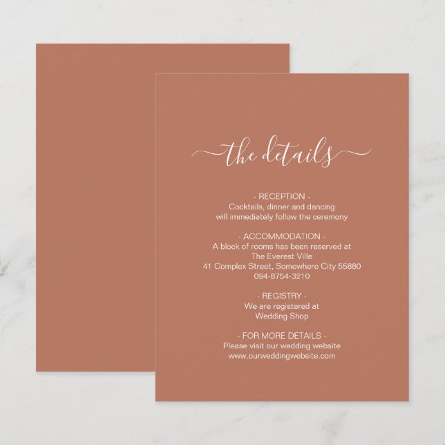 Kort för enkelt terracotta-hölje (Fram/baksida)