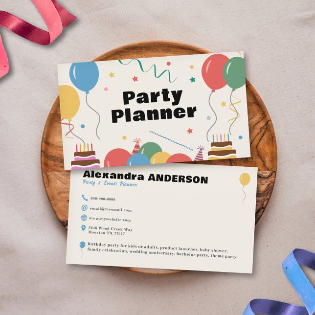 Kort för evenemangsarrangör (Party Planner Business Card)
