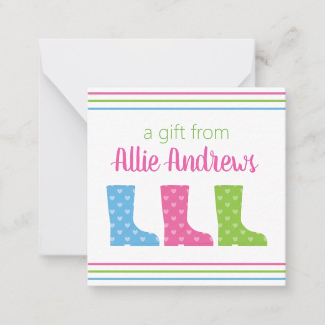 Kort för färgade Wellies Rain Boots Gift-hölje (Framsida)