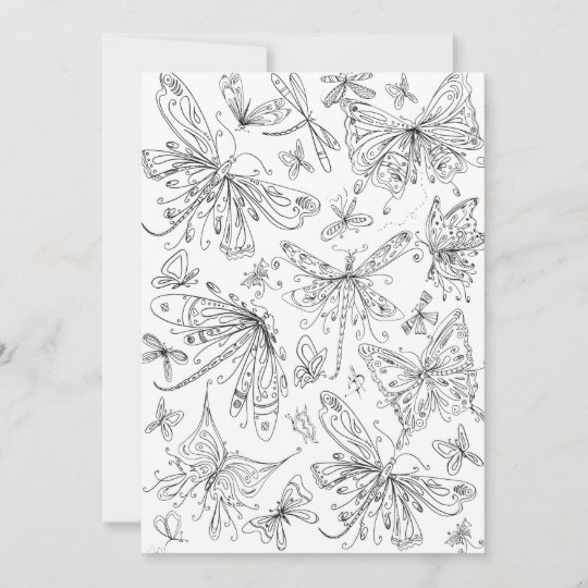 Kort för färgläggning för rolig fjärilsslända  Zazzle.se