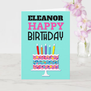 Kort för färglösa Cake Candles Namn Grattis på föd