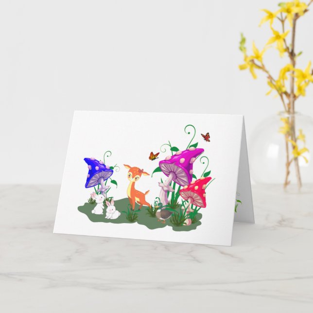 Kort för färgstarka shroom- och Forest Friends-häl (Gul blomma)