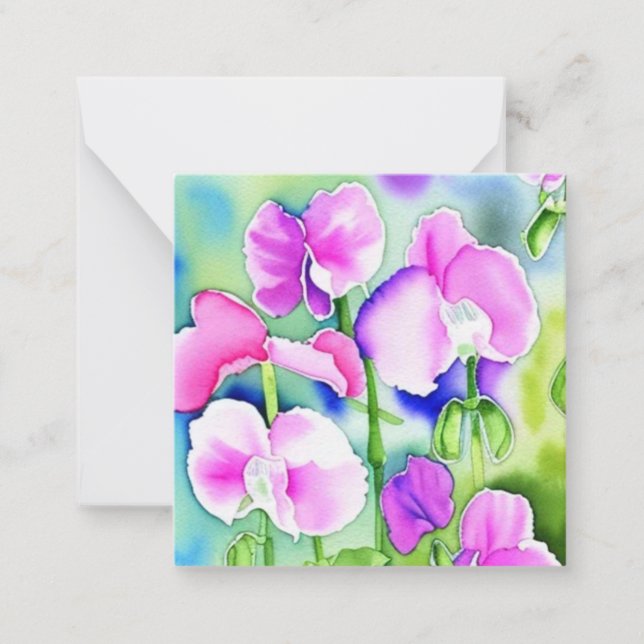 Kort för färgutskrift av sötpea-blomman (Framsida)