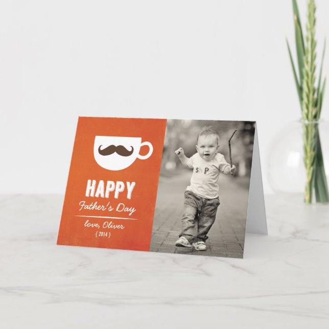 Kort för fars dag för Cappuccinomustaschfoto (Framsida)