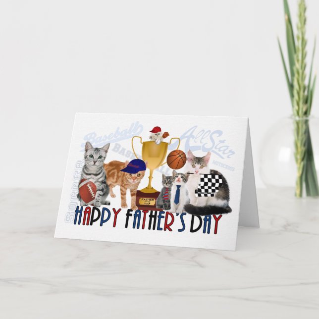 Kort för fars dag för kattsport Themed (Framsida)