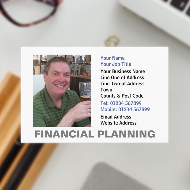 Kort för finansiell planering Foto Affärskort (Financial Planning Business Card)