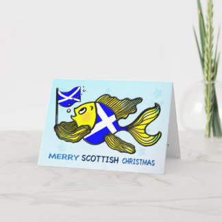 KORT för flagga för GLAD SKOTSK JULfisk hållande