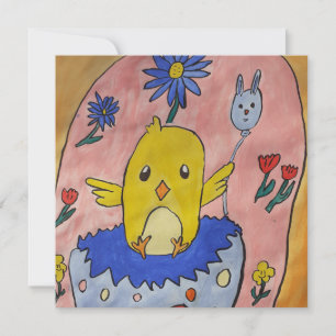 Kort för flata hälsningar i Cute Påsk-Chicken