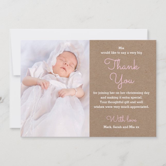 Kort för flickachristening-/doptack (Framsida)