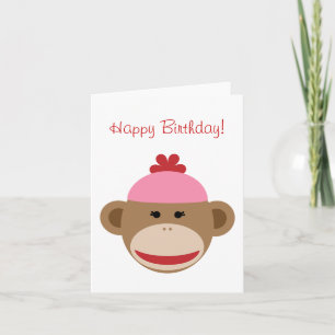 kort för flickasock monkeyfödelsedag