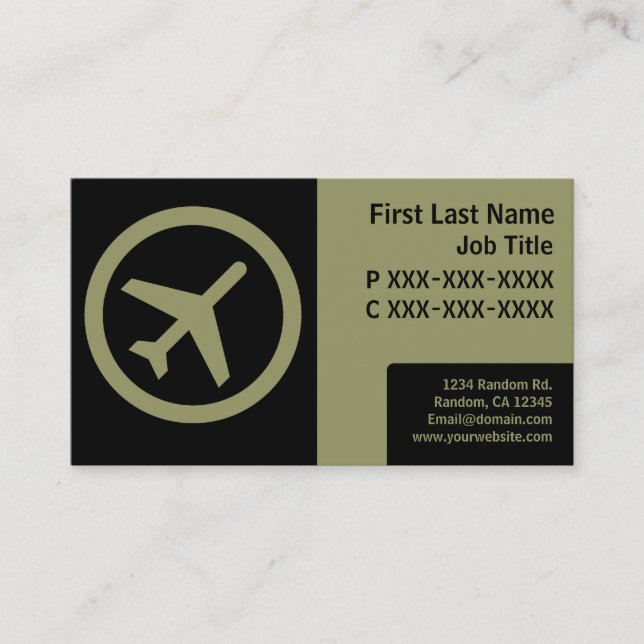 Kort för flygplan för modern svartgrönt enkla (Framsida)