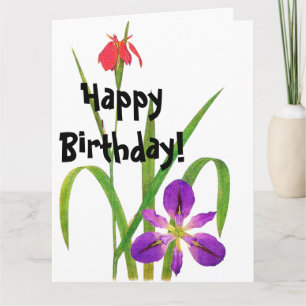 Kort för födelsedag för blom- botanisk Iris för