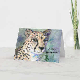 Kort för födelsedag för Cheetahporträttaceo