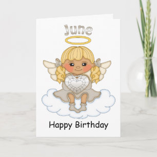 Kort för födelsedag för Juni Birthstone ängel
