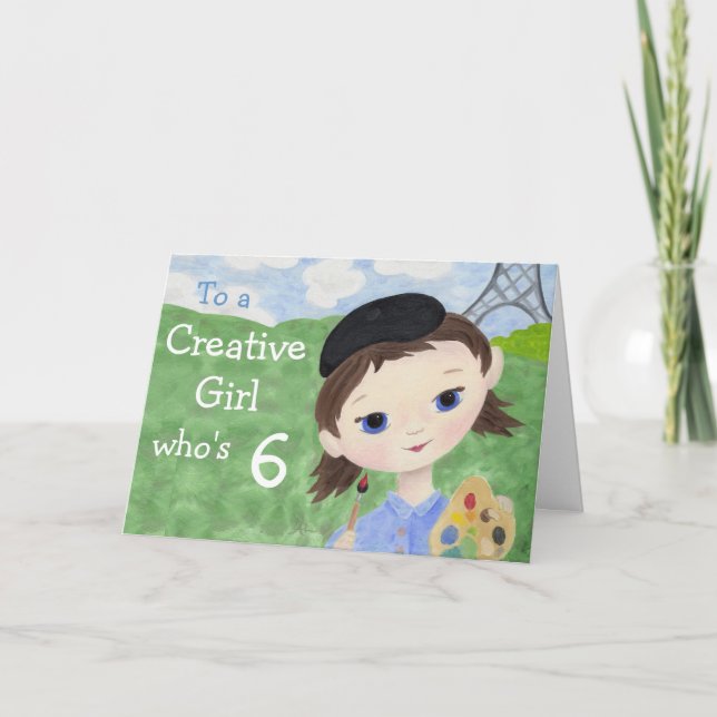 Kort för födelsedag för konstnärflicka6e (Framsida)