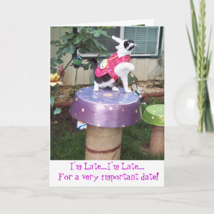 Kort för födelsedag för underlandvitkanin försenat