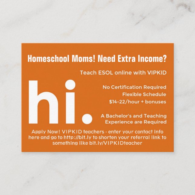 Kort för för VIPKID-lärareremiss/rekrytering (Framsida)