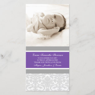 Kort för foto för baby shower för plommongrå