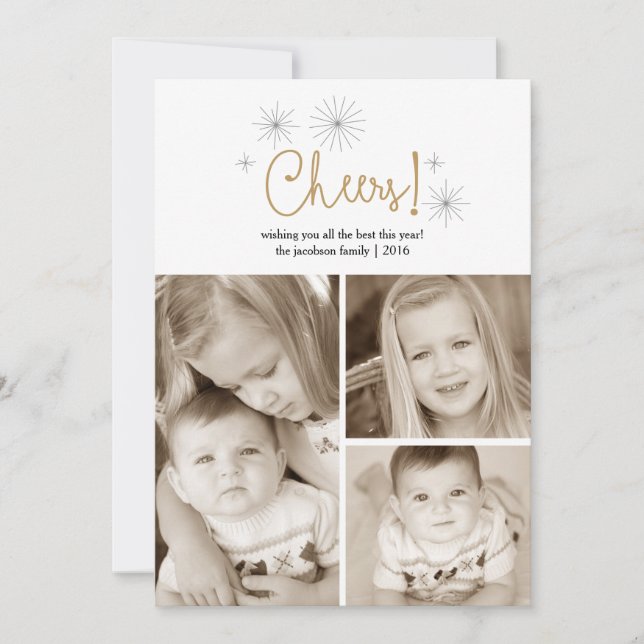 Kort för foto för fyrverkerier för jubelgott nytt (Framsida)