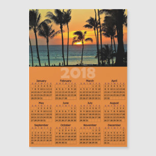 Kort för foto för kalender för solnedgångpalmträd